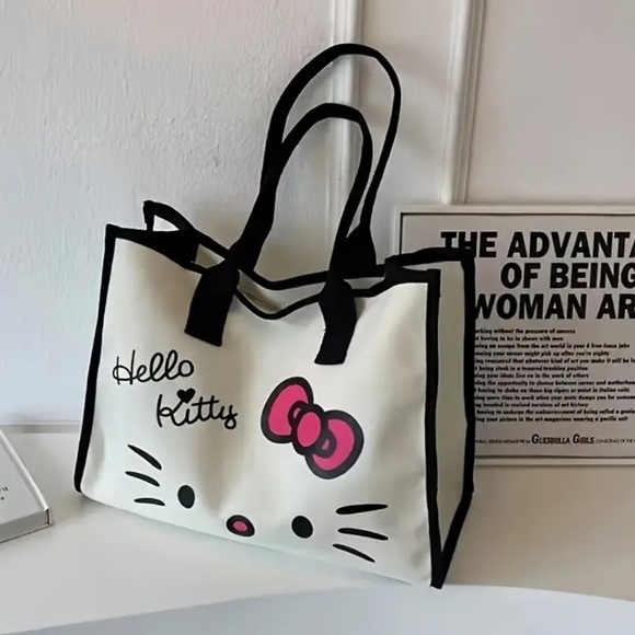 NIP! Hello Kitty Black and White Canvas Tote Bag! - Picture 1 of 3
